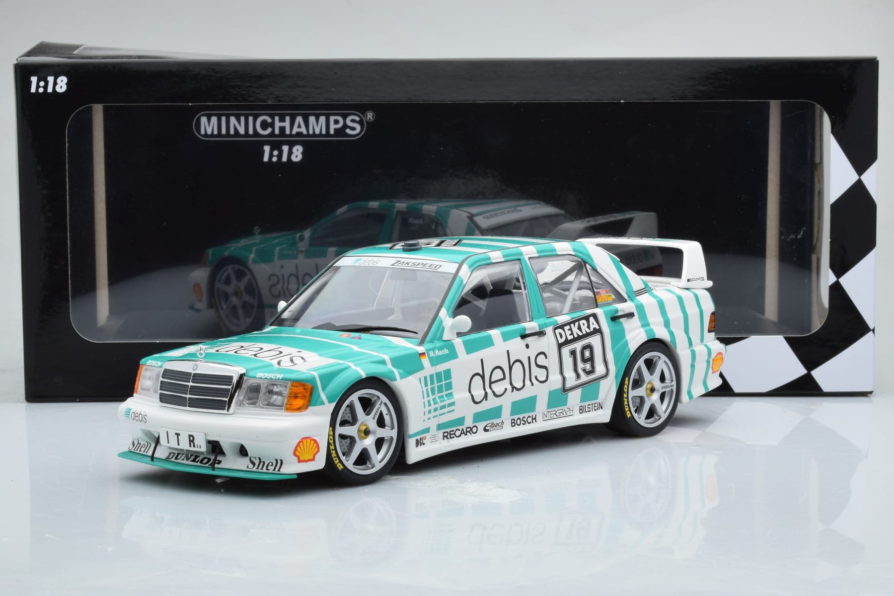 Mercedes 190E 2.5-16 W201 EVO 2 Debis #19 R. Asch Team Zackspeed DTM 1991 Minichamps 1:18 155913619 メタル - 画像 6/6