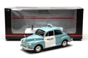 Morris Minor ポリス ブルー & ホワイト Minichamps 1:18 150137090 メタル - 画像 8/8