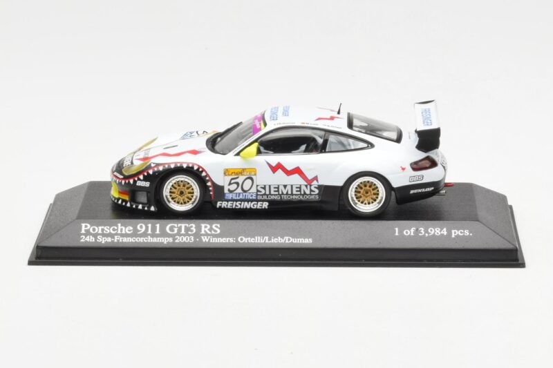 Porsche 911 996 GT3 RS Siemens #50 M. Ortelli / M. Lieb / R. Dumas 24 Hours of Spa 2003 Winners Minichamps 1:43 400036950 メタル