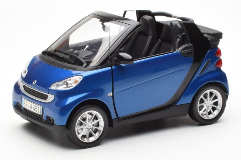 Smart Fortwo 451 カブリオ ブルー & ブラック Minichamps 1:18