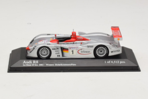 Audi R8 LMP #1 F. Biela / E. Pirro / T. Kristensen 24 Hours of Le Mans Winner 2001 Minichamps 1:43 400011201 メタル