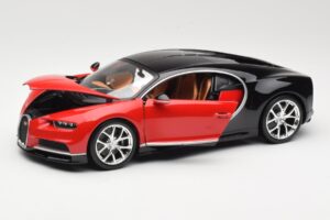 Bugatti Chiron ブラック & レッド Bburago 1:18 18-11040 メタル - 画像 2/8