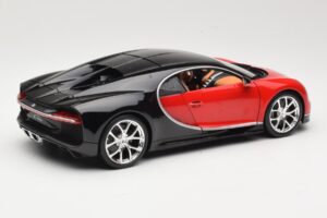 Bugatti Chiron ブラック & レッド Bburago 1:18 18-11040 メタル - 画像 3/8