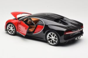 Bugatti Chiron ブラック & レッド Bburago 1:18 18-11040 メタル - 画像 5/8