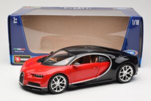 Bugatti Chiron ブラック & レッド Bburago 1:18 18-11040 メタル - 画像 8/8
