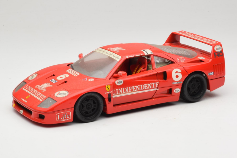 Ferrari F40 #6 V. Colombo L'Indipendente レッド 1987 Bburago 1:18 3032-L1 メタル
