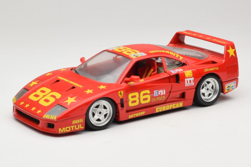 Ferrari F40 LM #86 Ch. Pozzi IMSA 24 Hours of Le Mans 1985 レッド Bburago 1:18 3332-P6 メタル