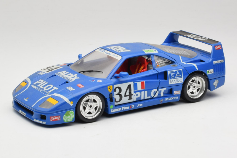 Ferrari F40 #34 M. Ferte / Thavenin / Palau Pilot ブルー 1987 Bburago 1:18 3032-B1 メタル