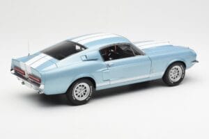 Ford Mustang Shelby GT500 ライトブルーメタリック ホワイトストライプ AUTOart 1:18 72907 メタル - 画像 3/8