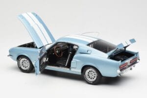 Ford Mustang Shelby GT500 ライトブルーメタリック ホワイトストライプ AUTOart 1:18 72907 メタル - 画像 5/8