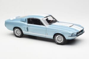 Ford Mustang Shelby GT500 ライトブルーメタリック ホワイトストライプ AUTOart 1:18 72907 メタル - 画像 6/8