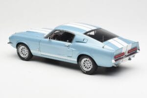 Ford Mustang Shelby GT500 ライトブルーメタリック ホワイトストライプ AUTOart 1:18 72907 メタル - 画像 7/8