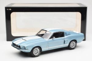 Ford Mustang Shelby GT500 ライトブルーメタリック ホワイトストライプ AUTOart 1:18 72907 メタル - 画像 8/8