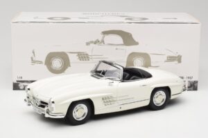 Mercedes 300 SL W198 ロードスター ホワイト ソフトトップ付 Minichamps 1:18 180039034 メタル - 画像 9/9