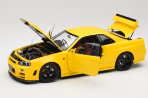 Nissan Skyline GT-R R34 Customized Version イエロー MotorHelix 1:18 M83412 メタル - 画像 2/8