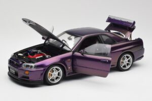 Nissan Skyline GT-R R34 V-Spec ミッドナイトパープル AUTOart 1:18 77305 メタル - 画像 2/8