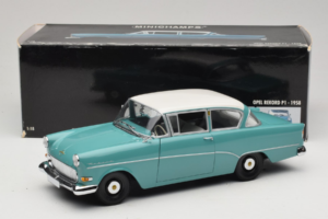 Opel Rekord P1 ターコイズブルー Minichamps 1:18 180043200 メタル - 画像 8/8