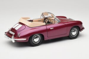 Porsche 356B カブリオレ オーベルジーヌ Bburago 1:18 3021-M4 メタル - 画像 3/8