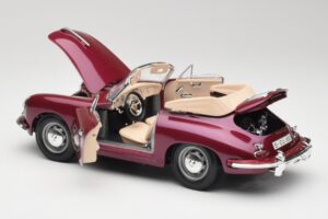 Porsche 356B カブリオレ オーベルジーヌ Bburago 1:18 3021-M4 メタル - 画像 5/8