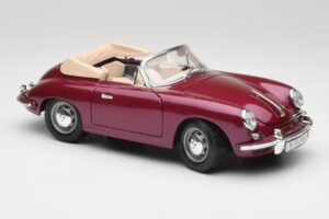 Porsche 356B カブリオレ オーベルジーヌ Bburago 1:18 3021-M4 メタル - 画像 6/8