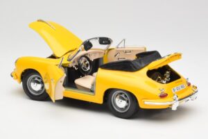Porsche 356B カブリオレ イエロー Bburago 1:18 3031 メタル - 画像 5/8