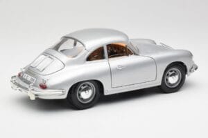 Porsche 356B シルバー & ブラウンインテリア Bburago 1:18 3021-M2 メタル - 画像 3/8