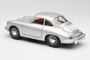 Porsche 356B シルバー & ブラウンインテリア Bburago 1:18 3021-M2 メタル - 画像 7/8