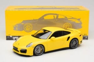 Porsche 911 991 Turbo S イエロー シルバーホイール Minichamps 1:18 110062322 メタル - 画像 8/8