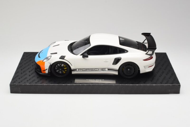 Porsche 911 991.2 GT3 RS Manthey Racing ホワイト & ブルー & オレンジ Minichamps 1:18 MR-911-GT3RS-1805 メタル