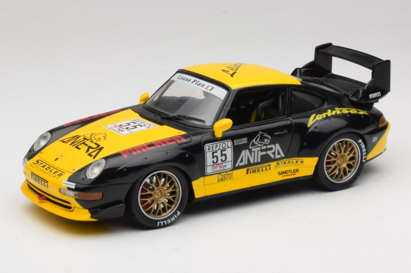 Porsche 911 993 GT2 #55 ブラック & イエロー Anson 1:18 30325-W メタル