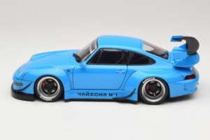 Porsche 911 993 RWB スカイブルー Gun Grey Wheels AUTOart 1:18 78152 コンポジット - 画像 4/8