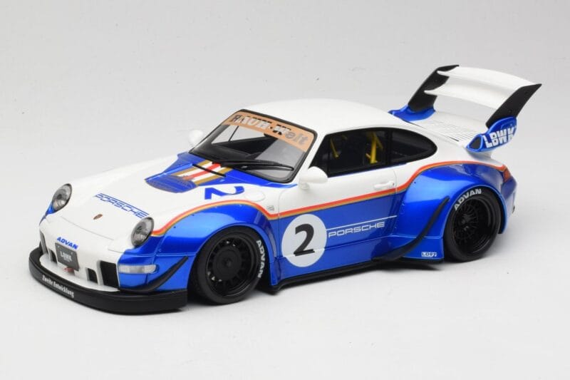 Porsche 911 993 RWB X Liberty Walk ホワイト ウィズ ブルー GT Spirit 1:18 GT530 レジン