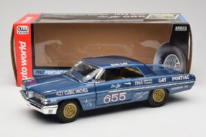 Pontiac Catalina Super Duty Super Stock #655 ブルー 1962 Auto World 1:18 AW201/06 メタル - 画像 8/8