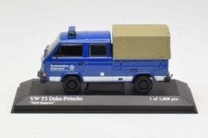 Volkswagen T3 ダブルキャブ フラットベッド THW Hannover Minichamps 1:43 400055290 メタル
