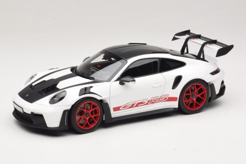 Porsche 911 992 GT3 RS Weissach Package ホワイト Pyro Red Norev 1:18 187373 メタル