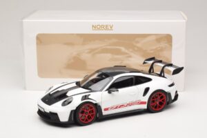 Porsche 911 992 GT3 RS Weissach Package ホワイト Pyro Red Norev 1:18 187373 メタル - 画像 8/8