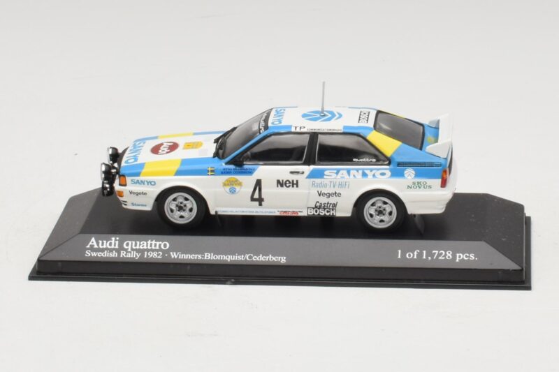 Audi Quattro #4 S. Blomqvist / B. Cederberg Rally Sweden Winner 1982 Minichamps 1:43 430821904 メタル