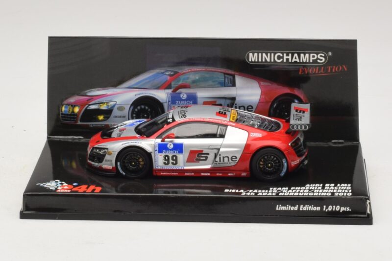 Audi R8 LMS GT3 #99 F. Biela / M. Fassler Phoenix Racing 24 Hours of Nurburgring 2010 Minichamps 1:43 437101999 メタル