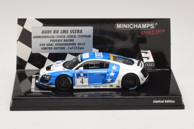Audi R8 LMS Ultra #4 Phoenix Racing Ammermuller / H-J. Stuck 24 Hours of Nurburgring 2013 Minichamps 1:43 437131304 メタル
