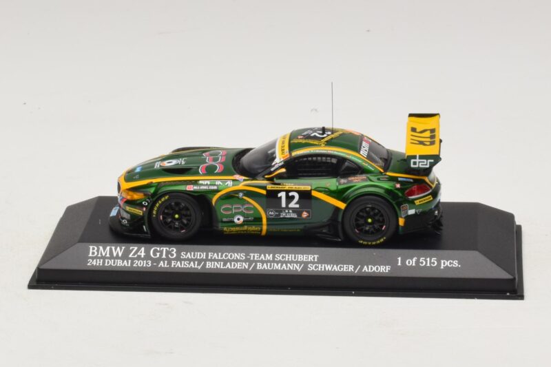 BMW Z4 GT3 Saudi Falcons #12 Al Faisal / Binladen 24 Hours of Dubai 2013 Minichamps 1:43 437132412 メタル