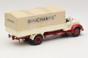 Magirus-Deutz S 7500 Jupiter フラットベッドトラック ホワイト レッド Minichamps 1:43 439141022 メタル - 画像 2/6