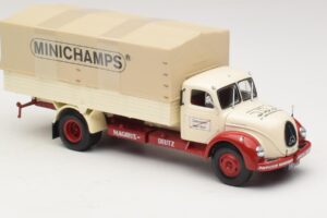 Magirus-Deutz S 7500 Jupiter フラットベッドトラック ホワイト レッド Minichamps 1:43 439141022 メタル - 画像 4/6