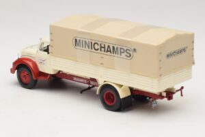 Magirus-Deutz S 7500 Jupiter フラットベッドトラック ホワイト レッド Minichamps 1:43 439141022 メタル - 画像 5/6