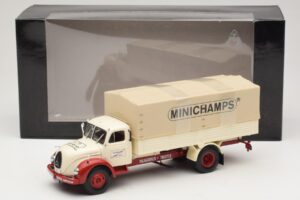 Magirus-Deutz S 7500 Jupiter フラットベッドトラック ホワイト レッド Minichamps 1:43 439141022 メタル - 画像 6/6