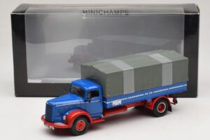 Mercedes L 315 プラットフォームトラック ブルーレッド Minichamps 1:43 439034420 メタル - 画像 6/6
