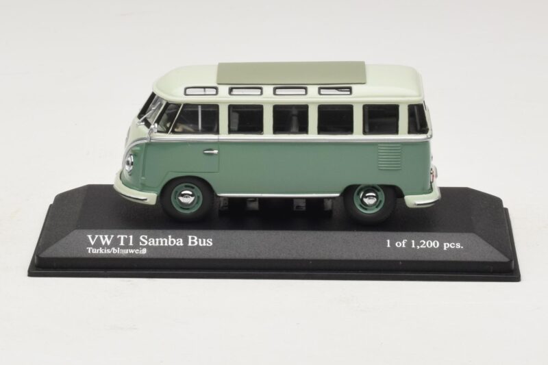 Volkswagen T1 Samba Bus ターコイズブルー ホワイト Minichamps 1:43 430052306 メタル