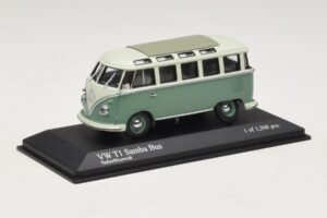 Volkswagen T1 Samba Bus ターコイズブルー ホワイト Minichamps 1:43 430052306 メタル - 画像 2/4