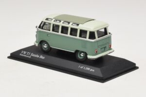 Volkswagen T1 Samba Bus ターコイズブルー ホワイト Minichamps 1:43 430052306 メタル - 画像 3/4